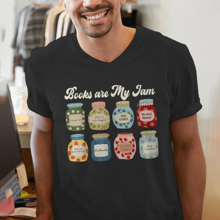 Books Are My Jam Shirt Book Lover Reader Reading Teacher Men's V-Neck T-Shirt Books Are My Jam Shirt Book Lover Reader Reading Teacher Men's V-Neck T-Shirt