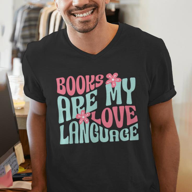 Books Are My Love Language Book Lover Reading Men's V-Neck T-Shirt