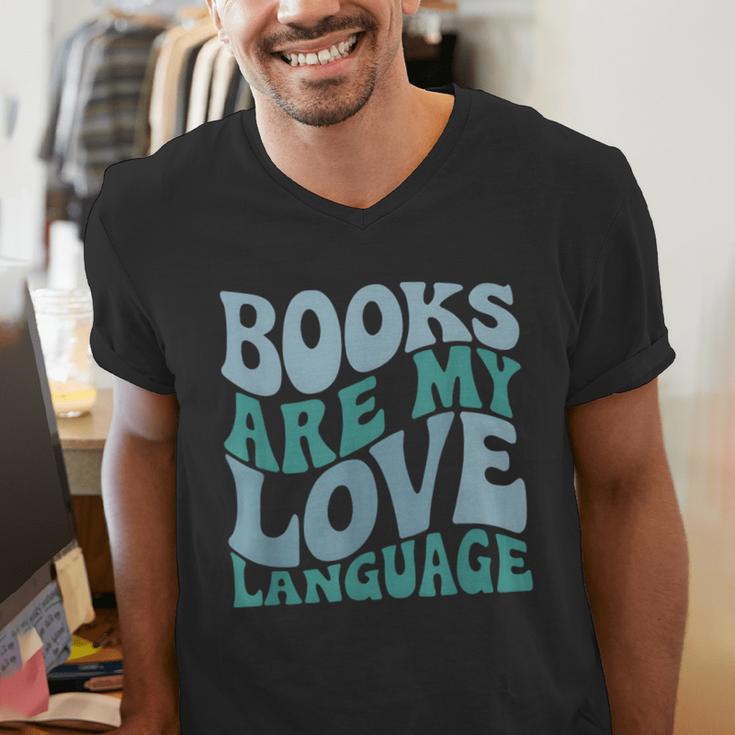 Books Are My Love Language Retro Book Quote Men's V-Neck T-Shirt
