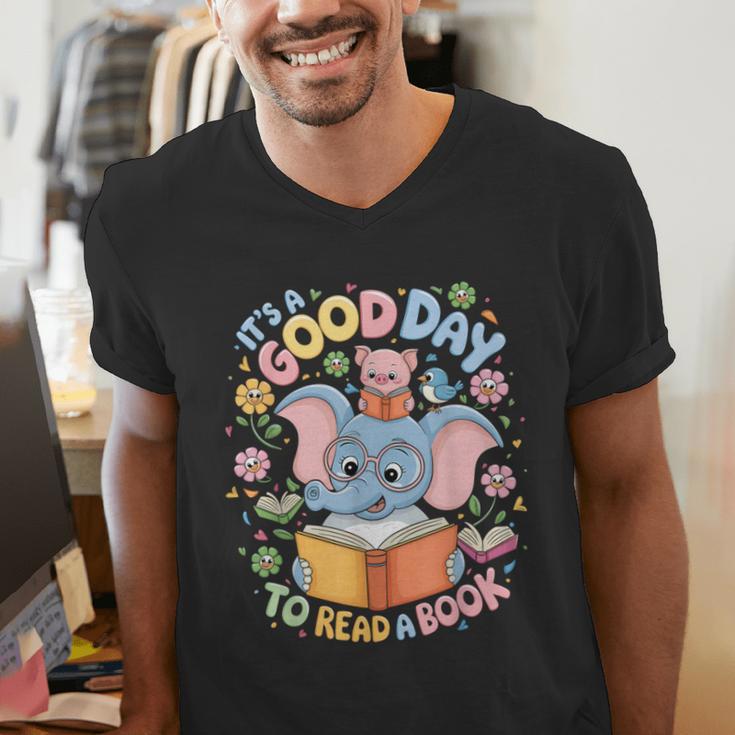 Books Lovers Kids Women Men It's A Good Day To Read A Book Men's V-Neck T-Shirt