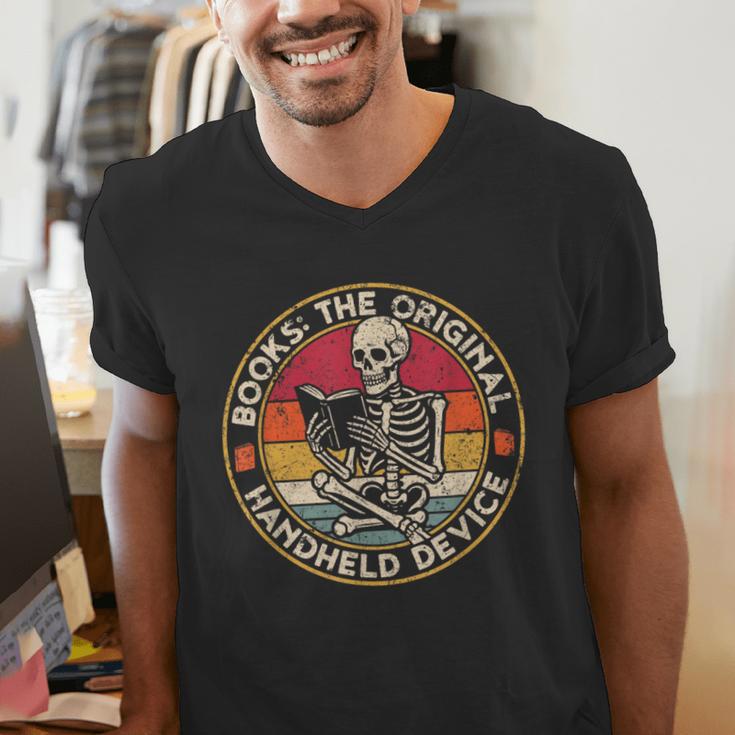 Books The Original Handheld Device Vintage Book Reading Men's V-Neck T-Shirt