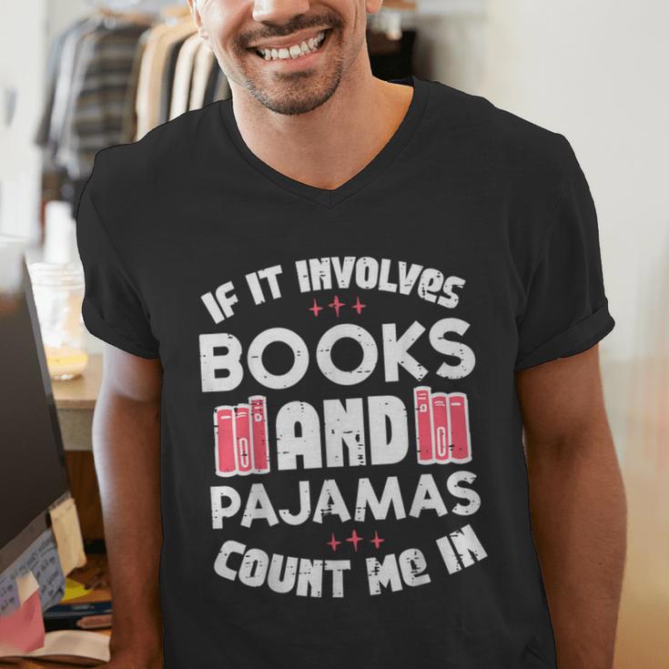 Books Pajamas Read Reading Book Librarian Women Girls Men's V-Neck T-Shirt Books Pajamas Read Reading Book Librarian Women Girls Men's V-Neck T-Shirt