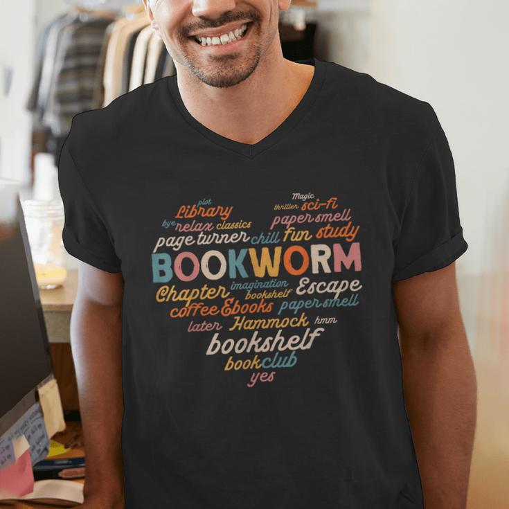 Bookworm Words Heart Book Lover Reader Reading Fun Men's V-Neck T-Shirt Bookworm Words Heart Book Lover Reader Reading Fun Men's V-Neck T-Shirt