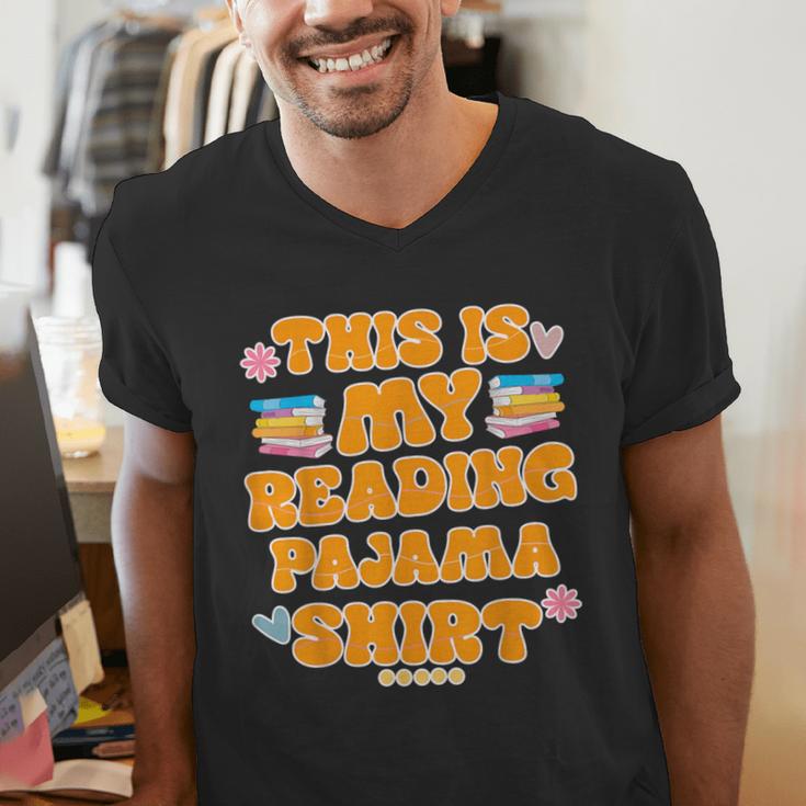 Bookworm This Is My Reading Pajama Book And Pajama Men's V-Neck T-Shirt Bookworm This Is My Reading Pajama Book And Pajama Men's V-Neck T-Shirt