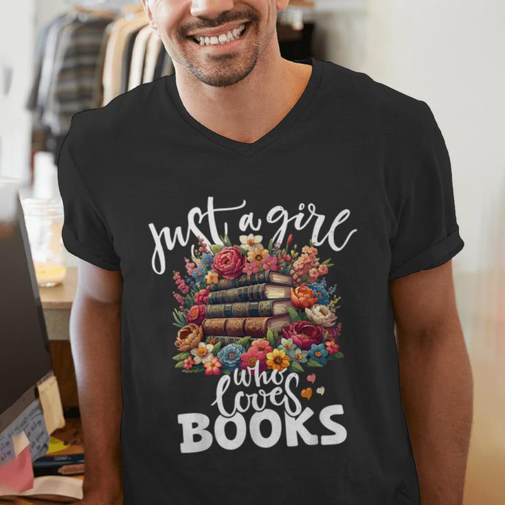 Bookworm For Women Just A Girl Who Loves Books Men's V-Neck T-Shirt Bookworm For Women Just A Girl Who Loves Books Men's V-Neck T-Shirt