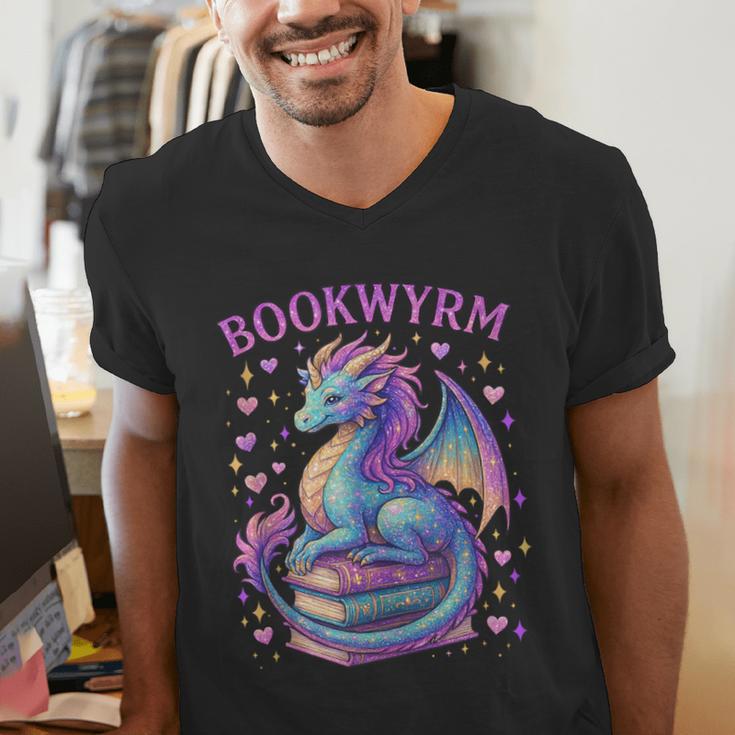 Bookwyrm Just a Girl Who Loves Dragons Books Dragon Reader Men's V-Neck T-Shirt