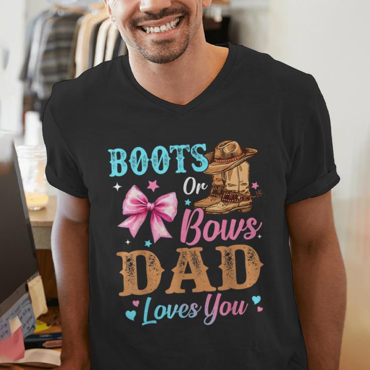 Boots Or Bows Dad Loves You Gender Reveal Daddy Men's V-Neck T-Shirt