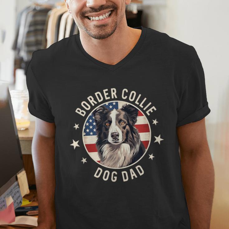 Border Collie Dog Owner For Men Border Collie Dad Men's V-Neck T-Shirt