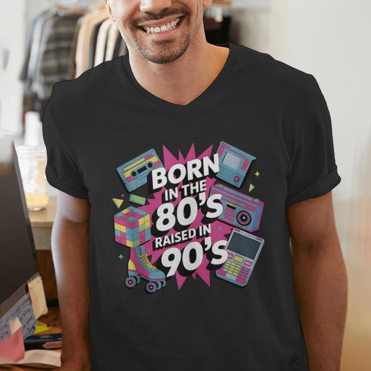 Born In The 80s Raised In The 90s Nostalgia Retro Lovers Men's V-Neck T-Shirt