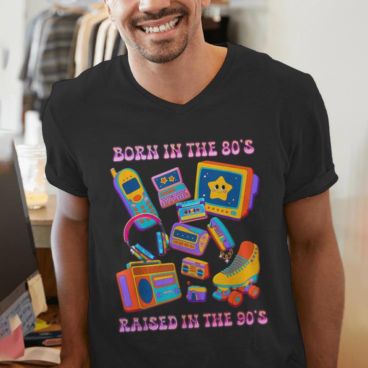 Born In The 80s Raised In The 90s Nostalgia Retro Memories Men's V-Neck T-Shirt
