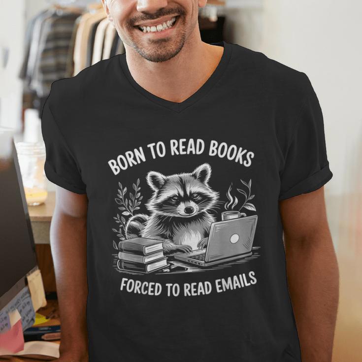 Born To Read Books Forced To Read Emails Bookish Racoon Men's V-Neck T-Shirt Born To Read Books Forced To Read Emails Bookish Racoon Men's V-Neck T-Shirt