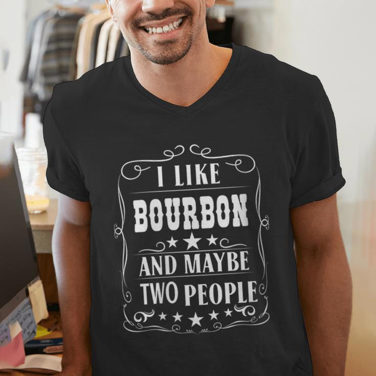 I Like Bourbon And Maybe Two People Introvert Alcohol Lover Men's V-Neck T-Shirt