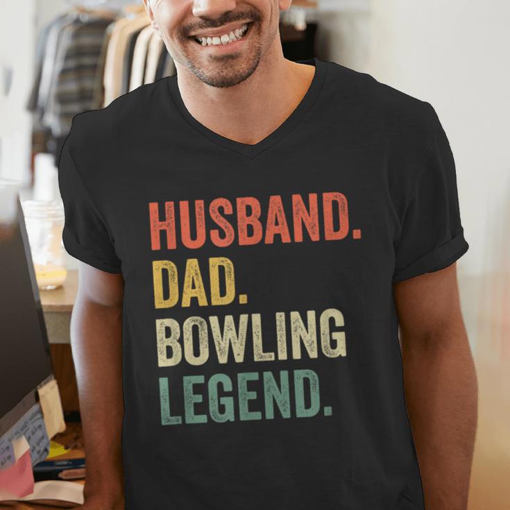 Bowler Husband Dad Bowling Legend Father's Day Men's V-Neck T-Shirt