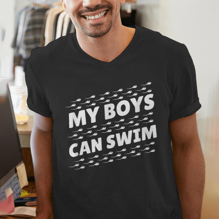 My Boys Can Swim T-Shirt First Time Dad To Be Men's V-Neck T-Shirt My Boys Can Swim T-Shirt First Time Dad To Be Men's V-Neck T-Shirt