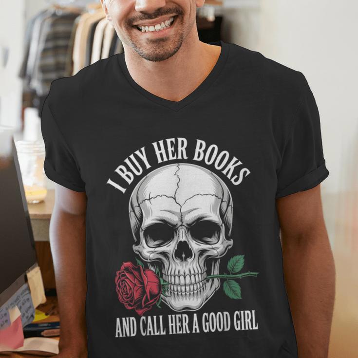 I Buy Her Books And Call Her A Good Girl Book Lover Men's V-Neck T-Shirt I Buy Her Books And Call Her A Good Girl Book Lover Men's V-Neck T-Shirt
