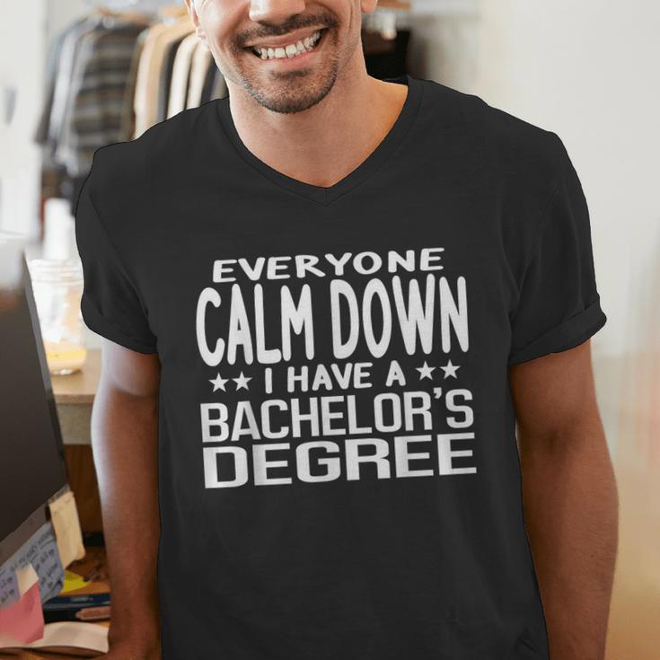 Calm Down I Have A Bachelor's Degree Graduation Fun T-Shirt Men's V-Neck T-Shirt