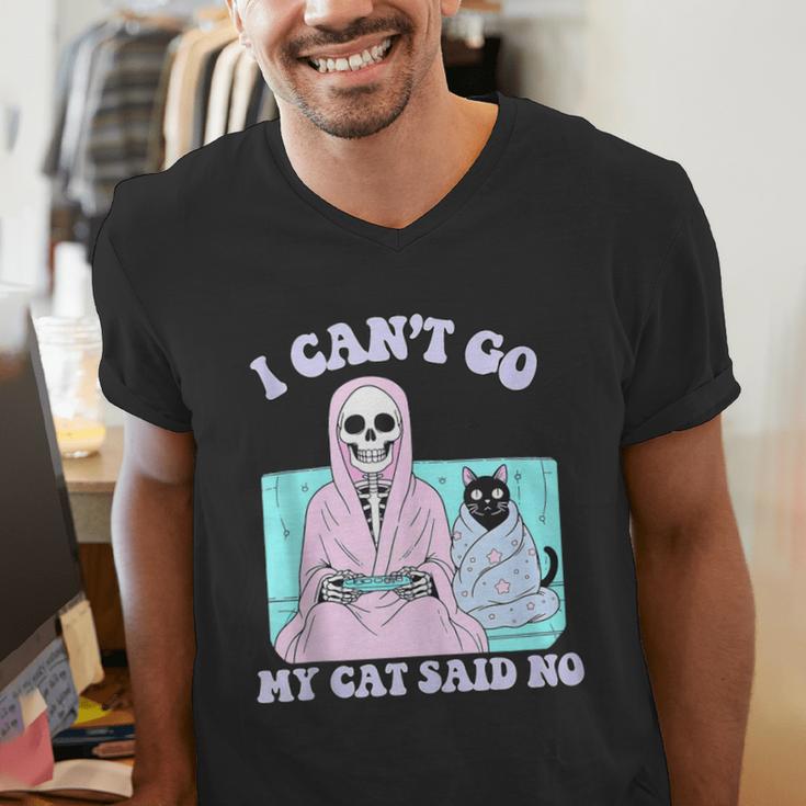 I Can't Go My Cat Said No Introvert Anxiety Cat Lover Men's V-Neck T-Shirt I Can't Go My Cat Said No Introvert Anxiety Cat Lover Men's V-Neck T-Shirt