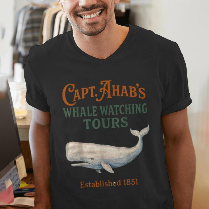 Captain Ahab’s Whale Watching Tours – Moby Book Parody Men's V-Neck T-Shirt