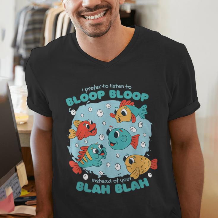 Cartoon Sarcasm Anti-Social Nihilism Introvert Fish Men's V-Neck T-Shirt Cartoon Sarcasm Anti-Social Nihilism Introvert Fish Men's V-Neck T-Shirt
