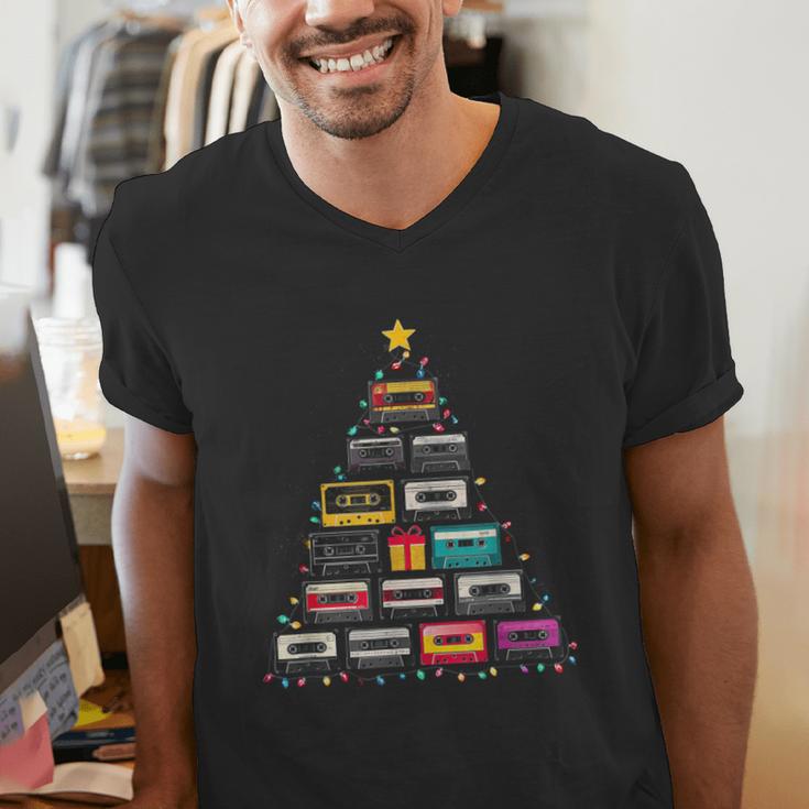 Cassette Tape Christmas Tree Graphic 80s 90s Retro Nostalgia Men's V-Neck T-Shirt