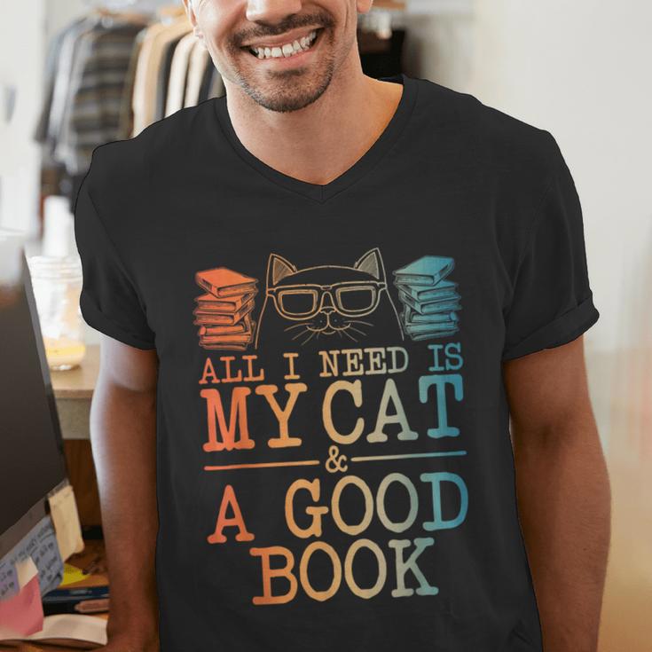 Cat & Book Art For Men Women Cat Librarian Novel Book Lover Men's V-Neck T-Shirt Cat & Book Art For Men Women Cat Librarian Novel Book Lover Men's V-Neck T-Shirt