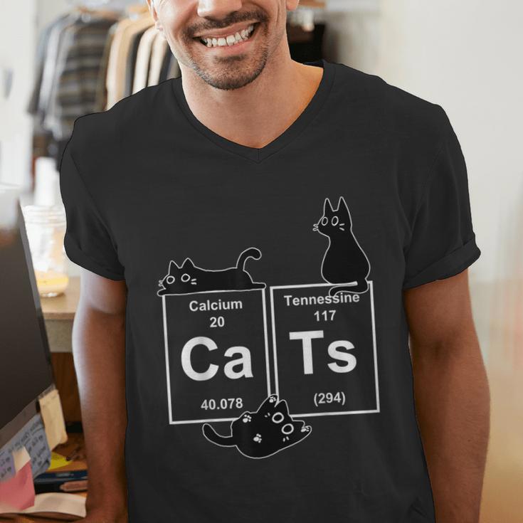 Cat Chemistry Periodic Table Cat Dad Cat Mom Men's V-Neck T-Shirt Cat Chemistry Periodic Table Cat Dad Cat Mom Men's V-Neck T-Shirt