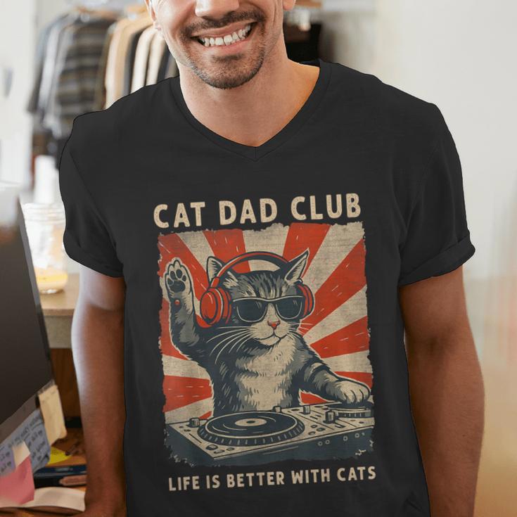 Cat Dad Club Life Is Better With Cats Cat Dad Cat Men's V-Neck T-Shirt