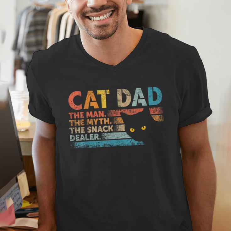 Cat Dad The Man The Myth Snack Dealer Fathers Day Men's V-Neck T-Shirt