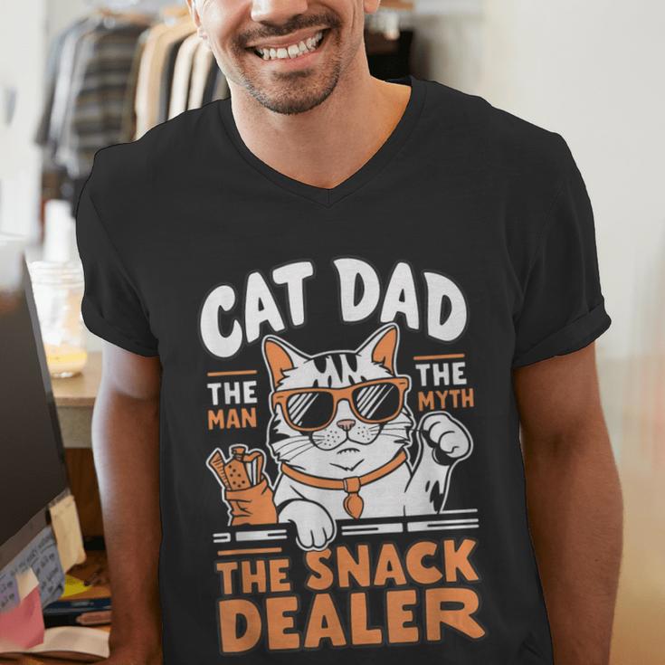 Cat Dad The Man The Myth The Snack Dealer Men's V-Neck T-Shirt