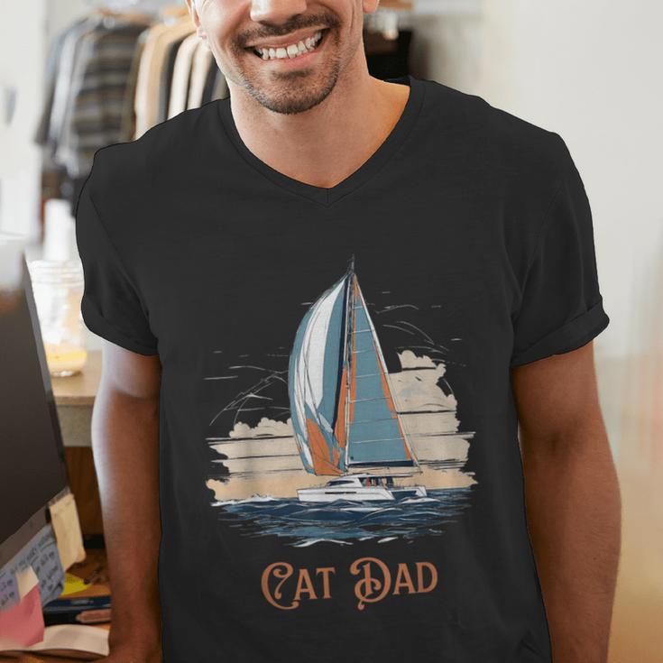 Cat Dad Vintage Catamaran Sailing Men's V-Neck T-Shirt