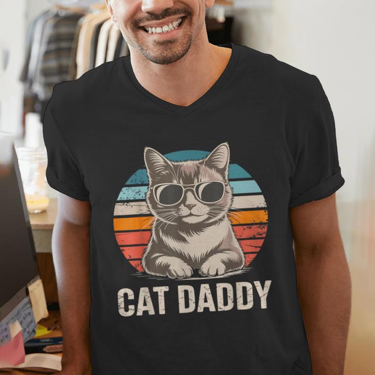Cat Daddy Shirt Men Cat Lover Dad Fathers Day Men's V-Neck T-Shirt