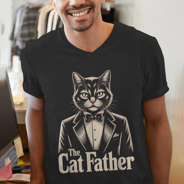 Cat Lover The CatFather Cat Dad Men's V-Neck T-Shirt
