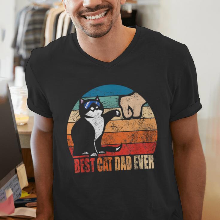 Cat Loving Daddy Fathers Day Mens None Best Cat Dad Ever Paw Fist Bump Fathers Day TeeShirt Small US Men's V-Neck T-Shirt