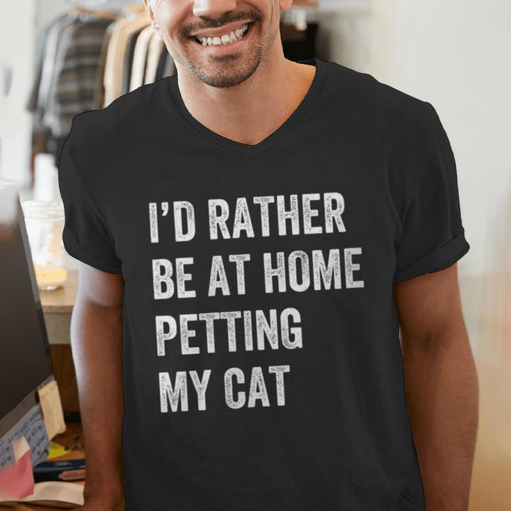 Cat Owner Introvert Stay Home Rather Pet Cat Men's V-Neck T-Shirt