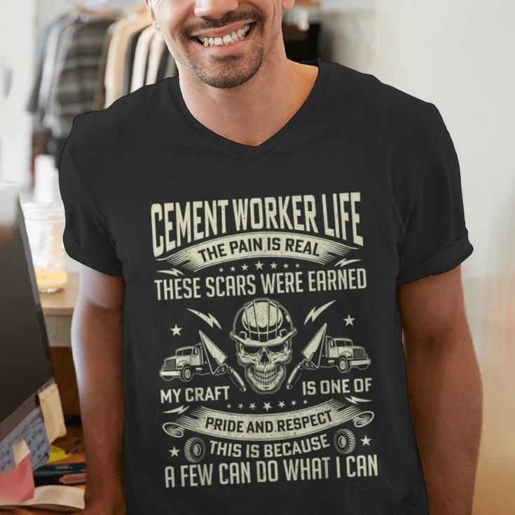 Cement Worker Life Concrete Finisher Dad Father Men's V-Neck T-Shirt Cement Worker Life Concrete Finisher Dad Father Men's V-Neck T-Shirt
