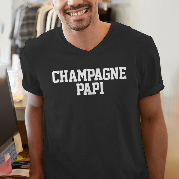 Champagne Papi Dad Father's Day Love Family Support Tee Men's V-Neck T-Shirt