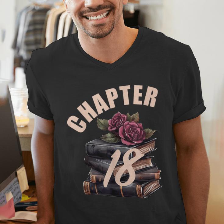 Chapter 18 18th Birthday Women Book Lovers Its My Birthday Men's V-Neck T-Shirt Chapter 18 18th Birthday Women Book Lovers Its My Birthday Men's V-Neck T-Shirt