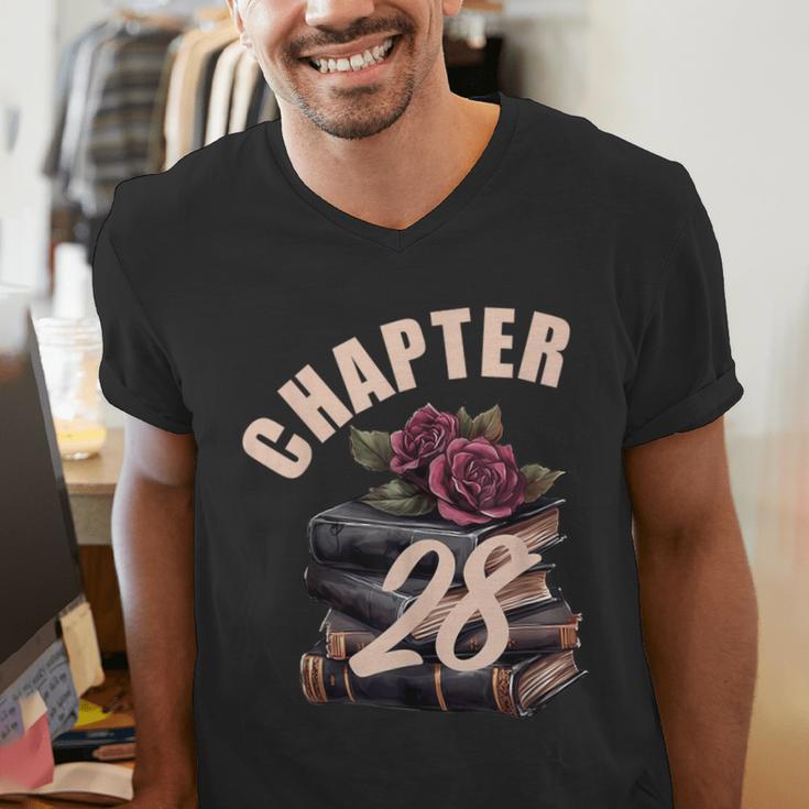 Chapter 28 28th Birthday Women Book Lovers Its My Birthday Men's V-Neck T-Shirt Chapter 28 28th Birthday Women Book Lovers Its My Birthday Men's V-Neck T-Shirt