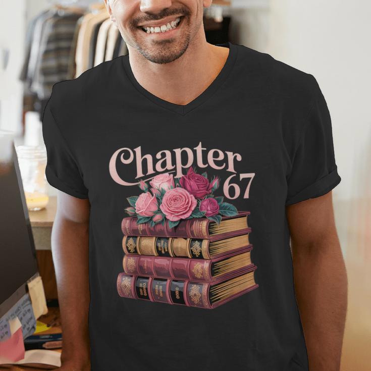 Chapter 67 Floral Book Stack Men's V-Neck T-Shirt