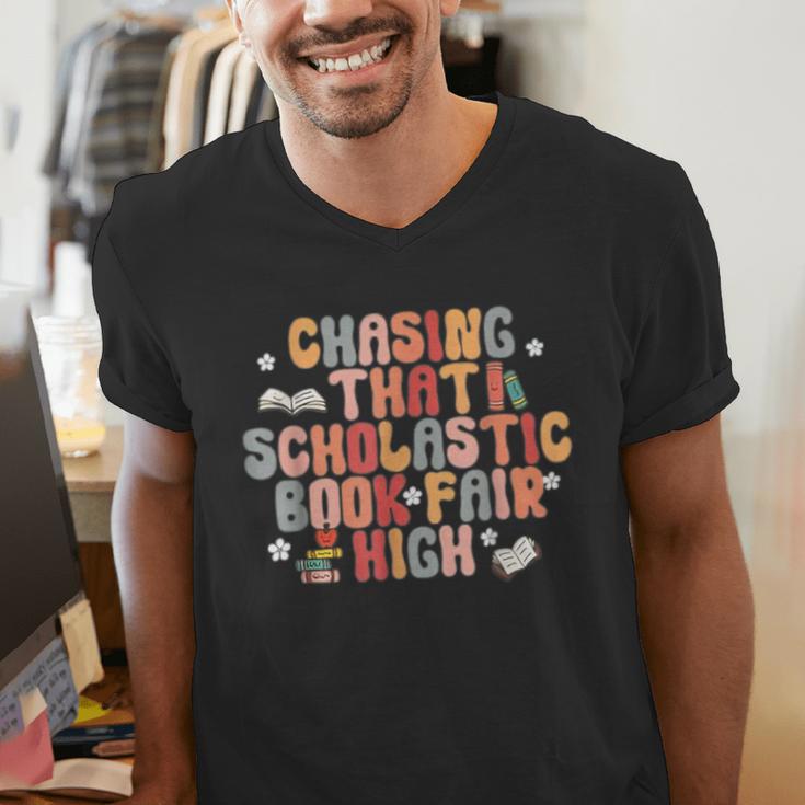 CHASING THAT SCHOLASTIC BOOK FAIR HIGH Men's V-Neck T-Shirt