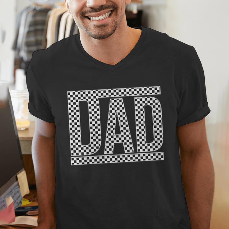 Checkered Racing Birthday Party Matching Family Race Car Dad Men's V-Neck T-Shirt