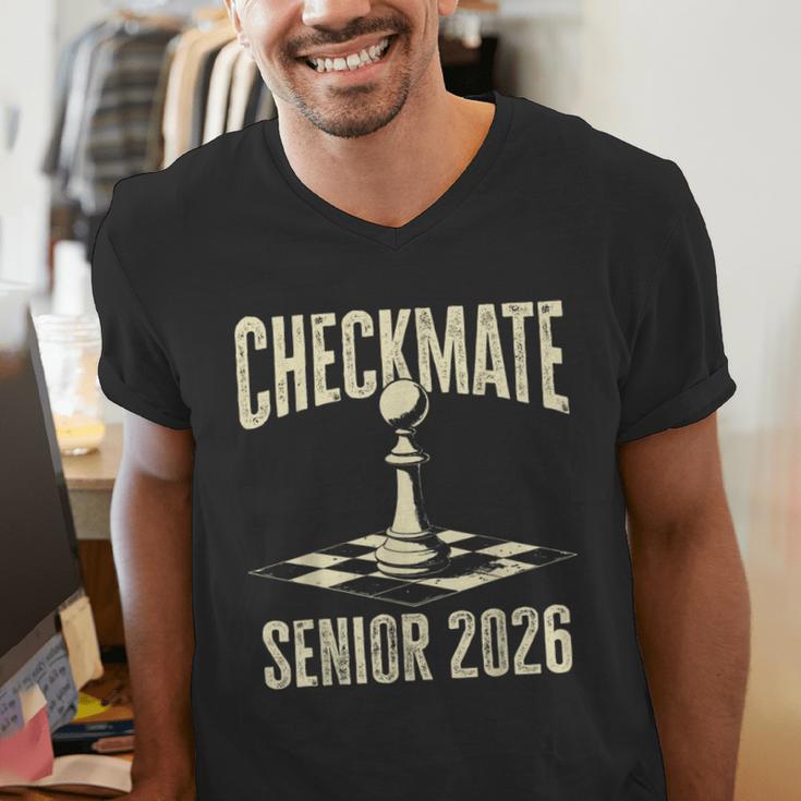 Checkmate Senior 2026 Chess Piece Class Of 2026 Graduation Men's V-Neck T-Shirt