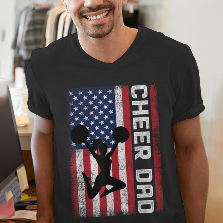 Cheer Dad American Flag Cheerleader Support Men's V-Neck T-Shirt