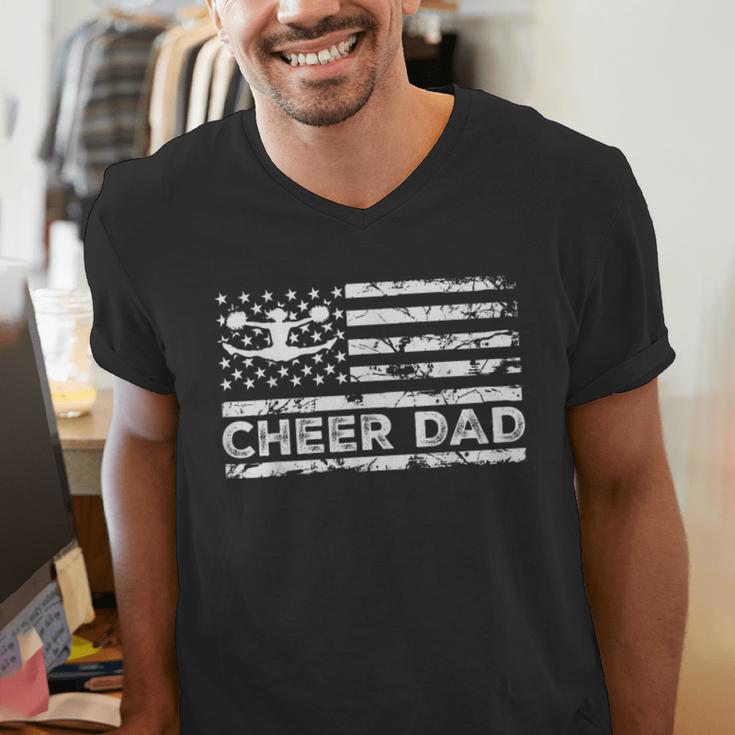 Cheer Dad Cheerleading American Flag Proud Cheer Father Men's V-Neck T-Shirt