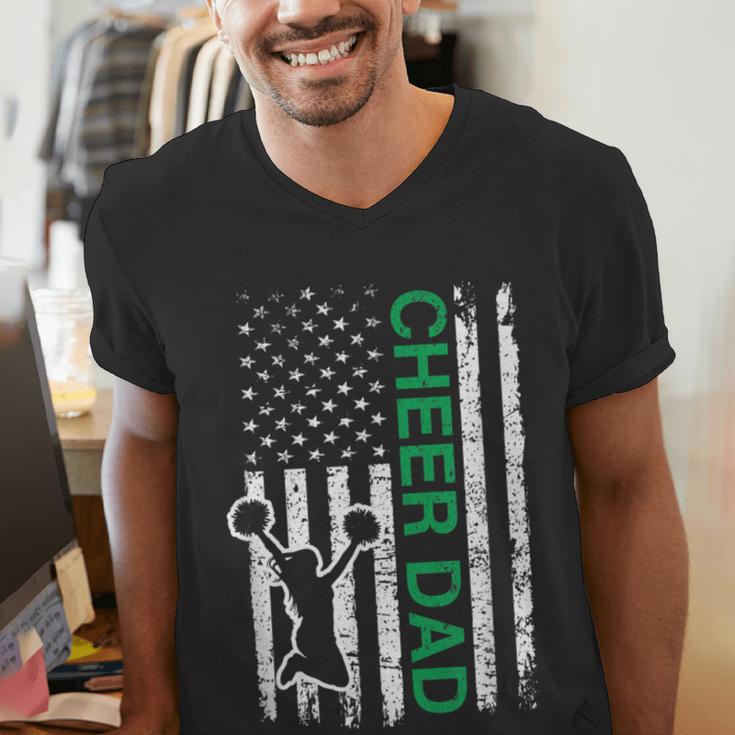 Cheer Dad Flag Green Cheerleading Men's V-Neck T-Shirt