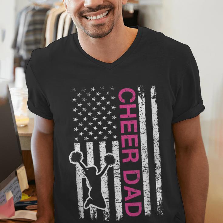 Cheer Dad Flag Pink Cheerleading Men's V-Neck T-Shirt