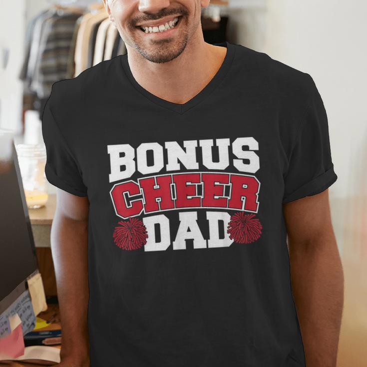 Cheer Stepdad Bonus Cheer Dad Red Men's V-Neck T-Shirt