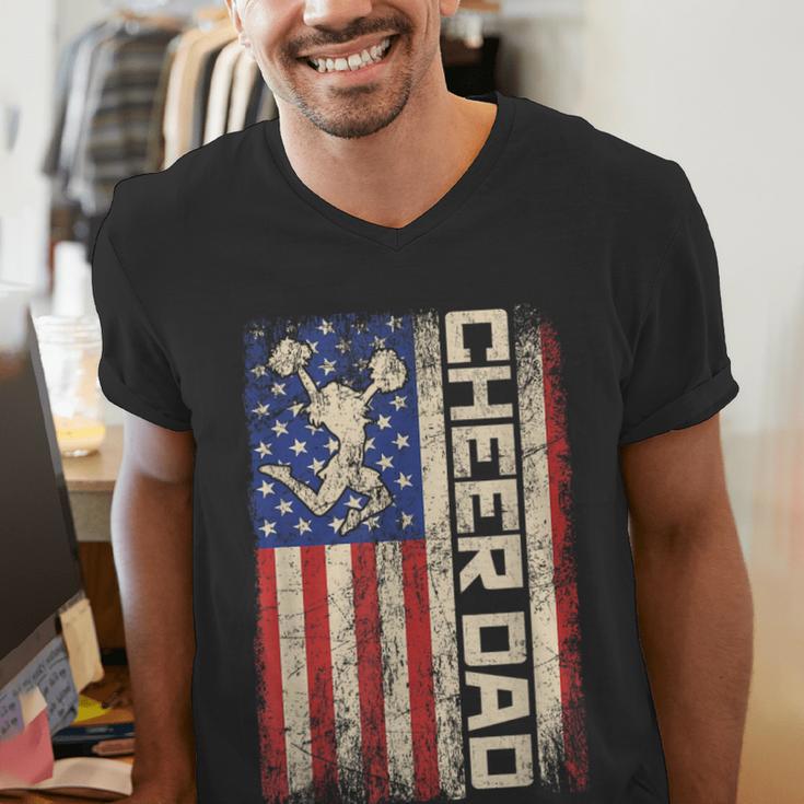 Cheerleader Dad Cheer Dad American US Flag Father Team Men's V-Neck T-Shirt