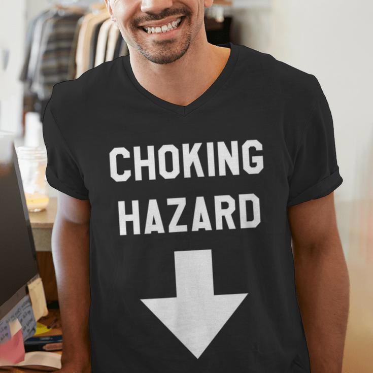 Choking Hazard Adult Dad Joke Men's V-Neck T-Shirt Choking Hazard Adult Dad Joke Men's V-Neck T-Shirt