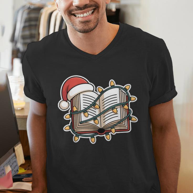 Christmas Book Festive Holiday Xmas Men's V-Neck T-Shirt Christmas Book Festive Holiday Xmas Men's V-Neck T-Shirt